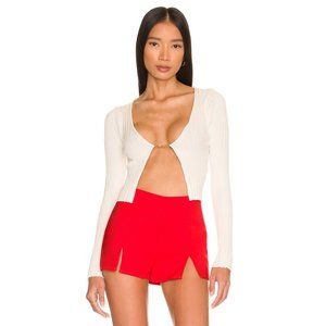 superdown White Ribbed Sweater